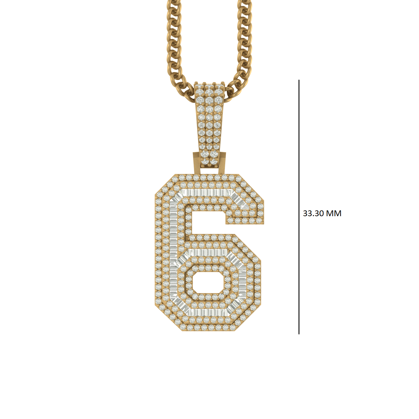 Sparkling Splendor: Number 6 Pendant in 10K Gold with Natural Diamonds