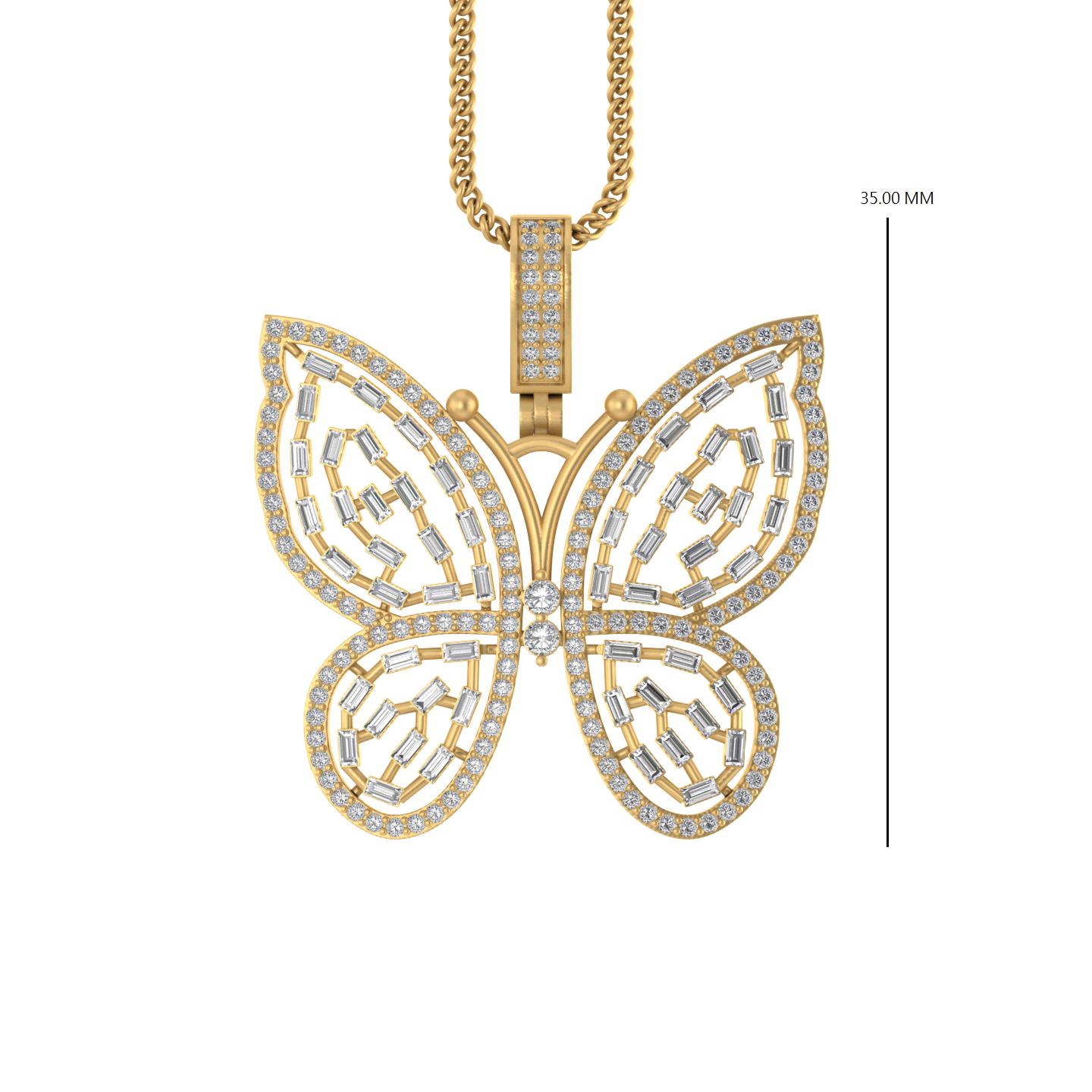 Radiant Wings: Butterfly Beauty in 14K Gold Pendant