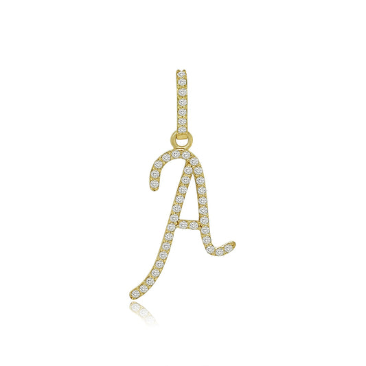A Touch of Brilliance: 14k Gold & Diamond Initial 'A' Pendant