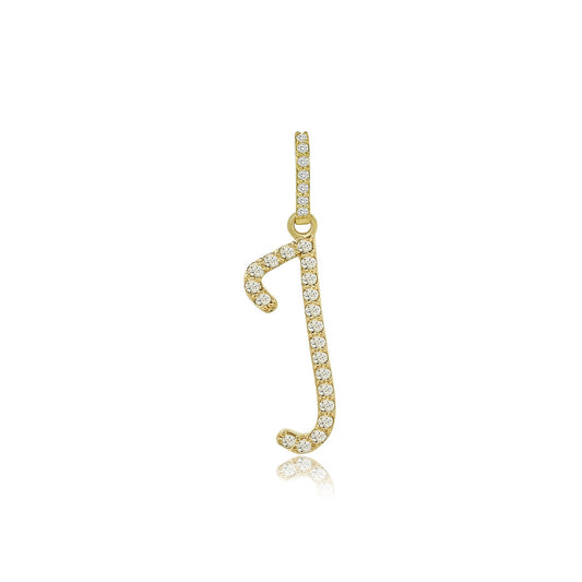 Jeweled Grace: 14K Initial J Pendant