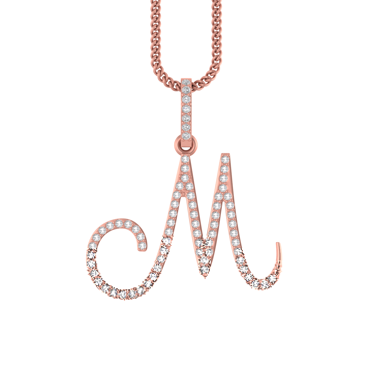 Mystic Gleam: 14K Gold M Initial Pendant