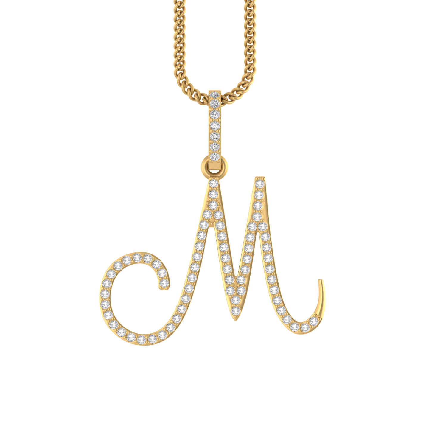 Mystic Gleam: 14K Gold M Initial Pendant