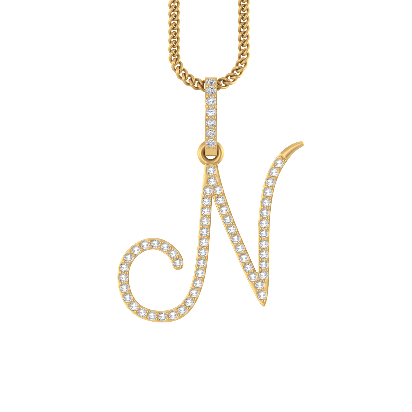 Luxe 'N' Gleam: 14K Gold Initial N Pendant
