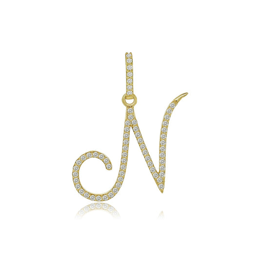 Luxe 'N' Gleam: 14K Gold Initial N Pendant
