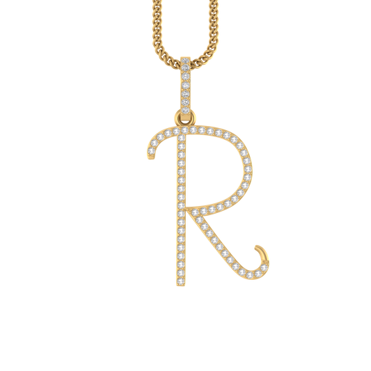 Regency Charm: 14K Gold Initial R Pendant