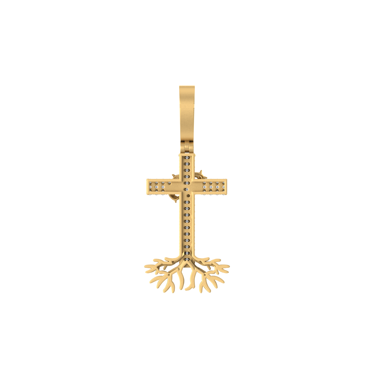 Golden Roots of Faith: 14K Gold Cross Pendant