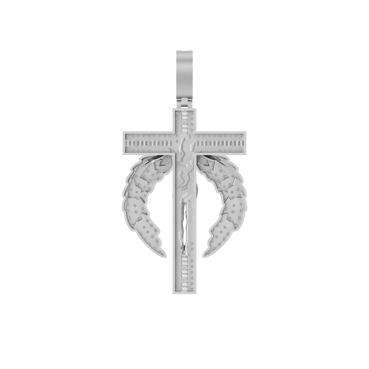 Golden Wings of Grace: 14K Gold Jesus Cross Pendant