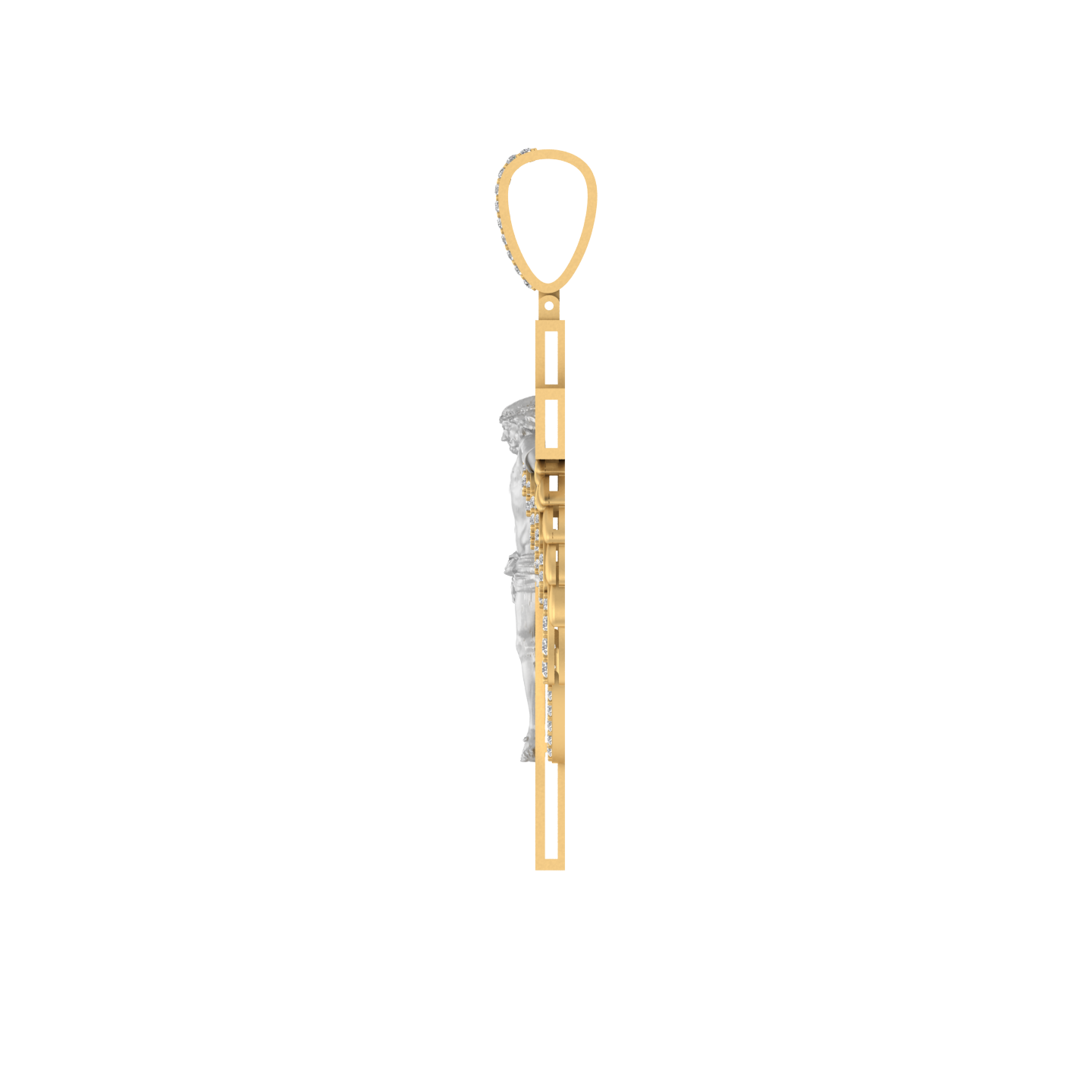 Golden Wings of Grace: 14K Gold Jesus Cross Pendant