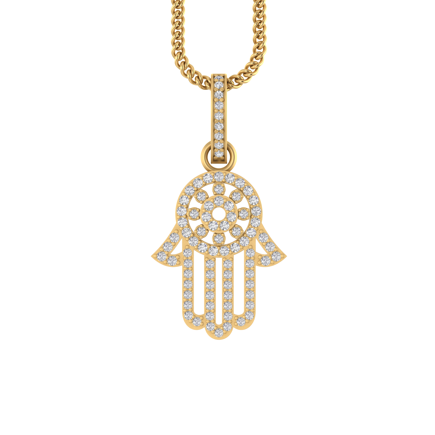Heavenly Embrace: 14K Gold Hamsa Blessing Pendant