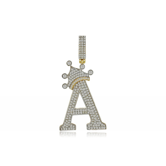 Royal Charm: 14k Gold 'A' Pendant with Crown