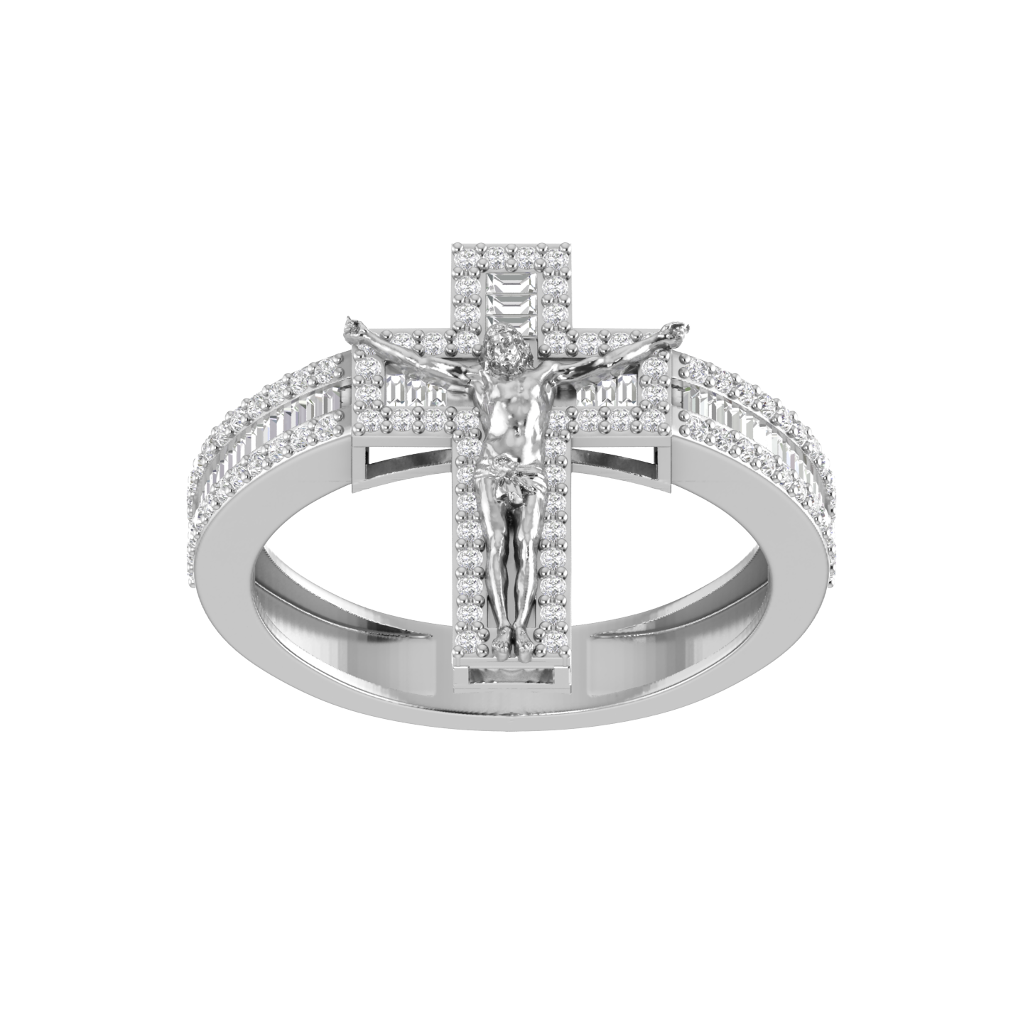 Divine Embrace: 14K Gold Jesus Cross Ring
