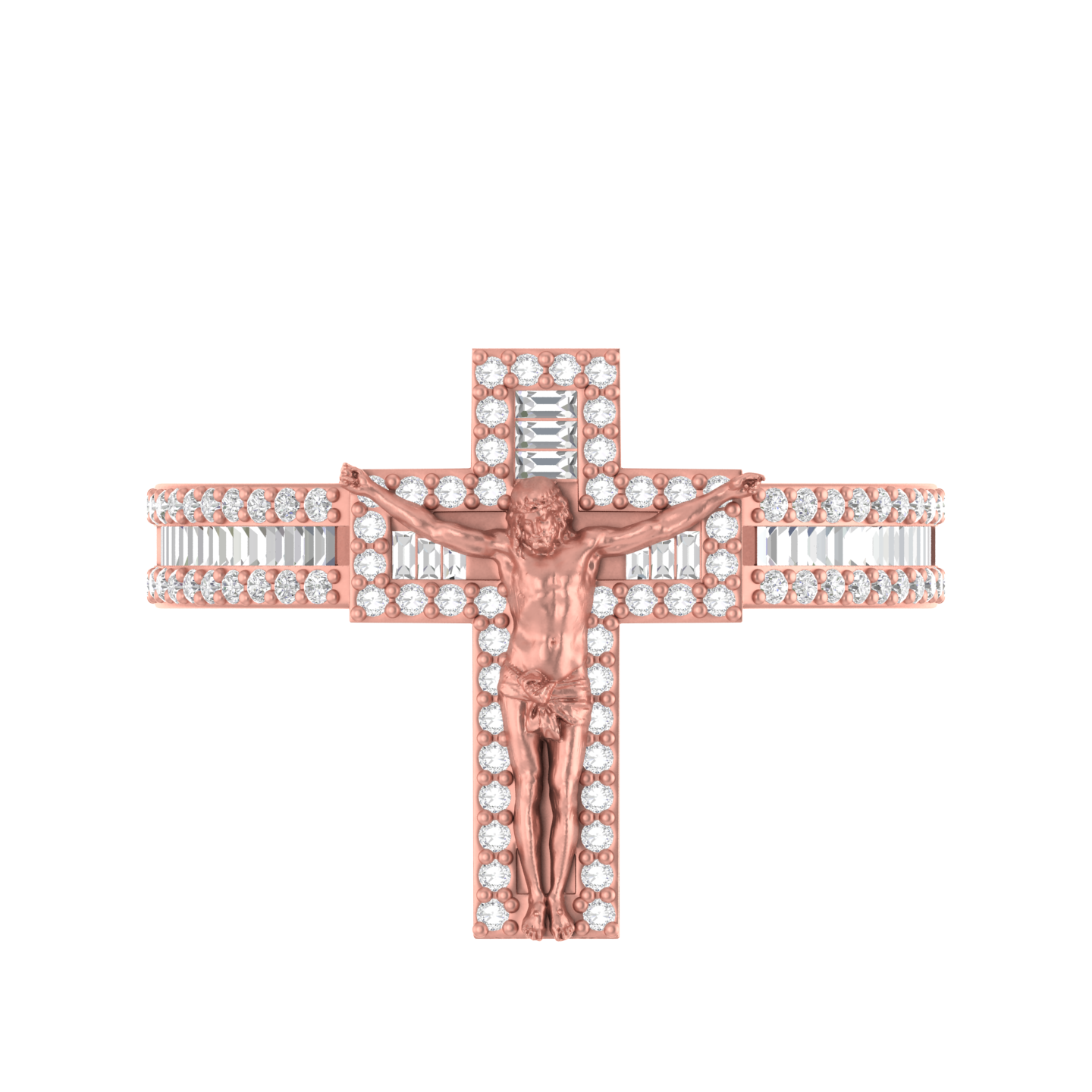 Divine Embrace: 14K Gold Jesus Cross Ring