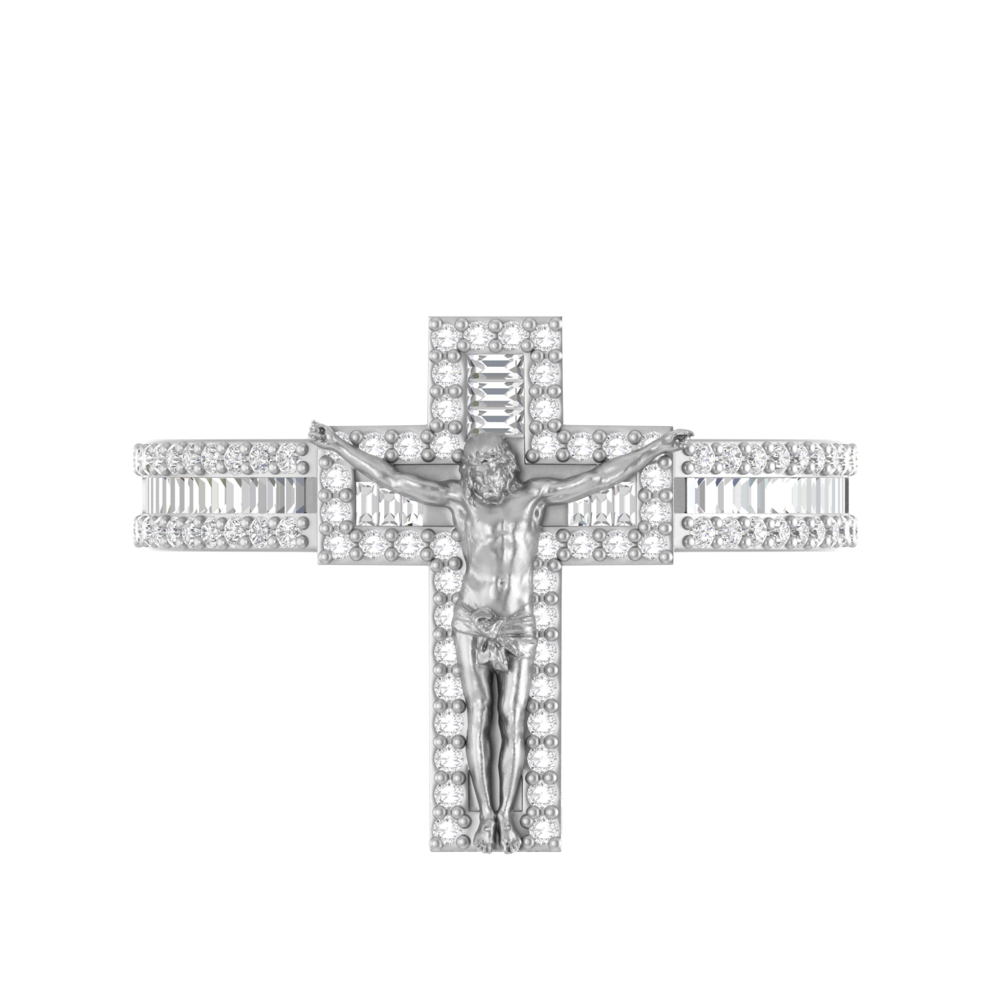 Divine Embrace: 14K Gold Jesus Cross Ring