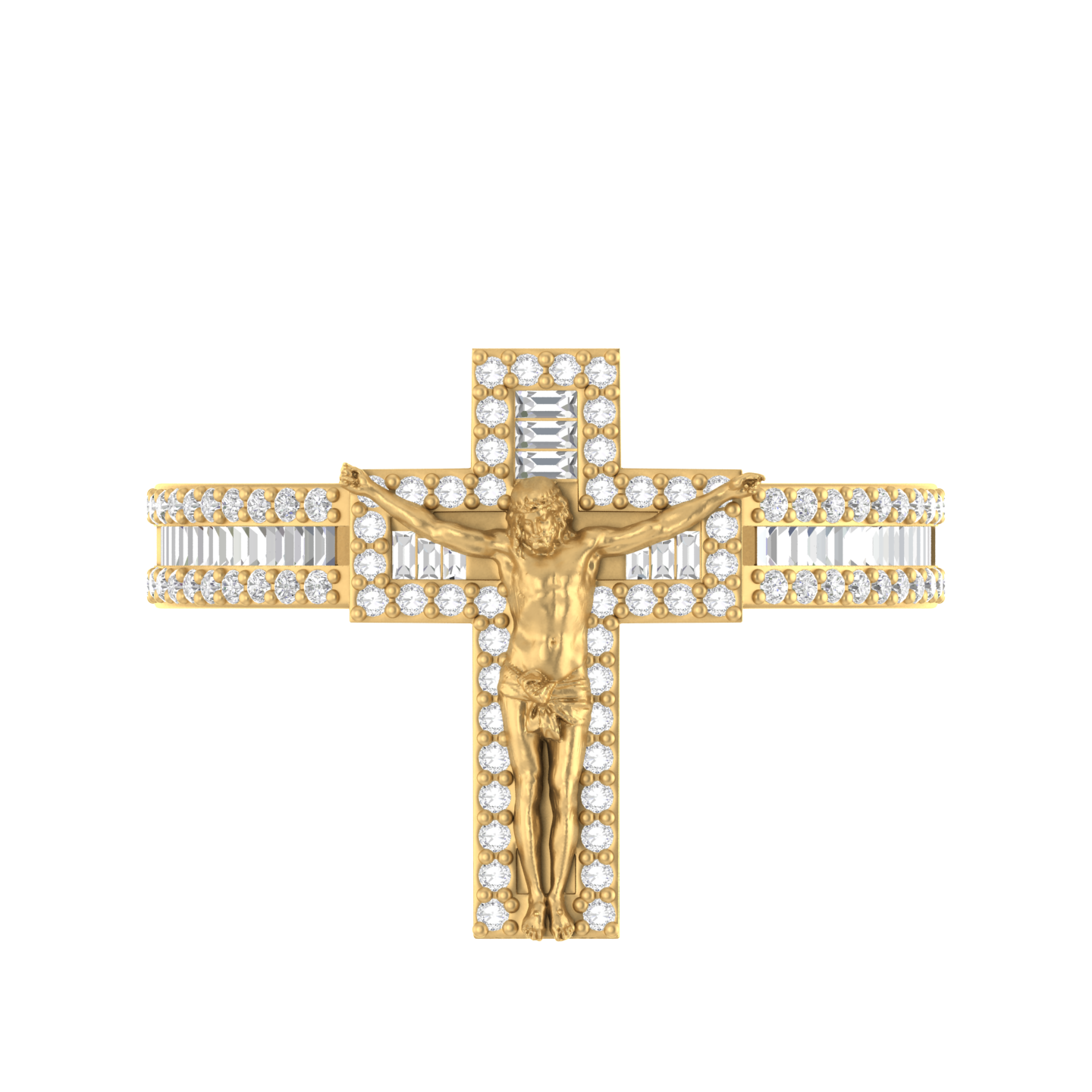 Divine Embrace: 14K Gold Jesus Cross Ring