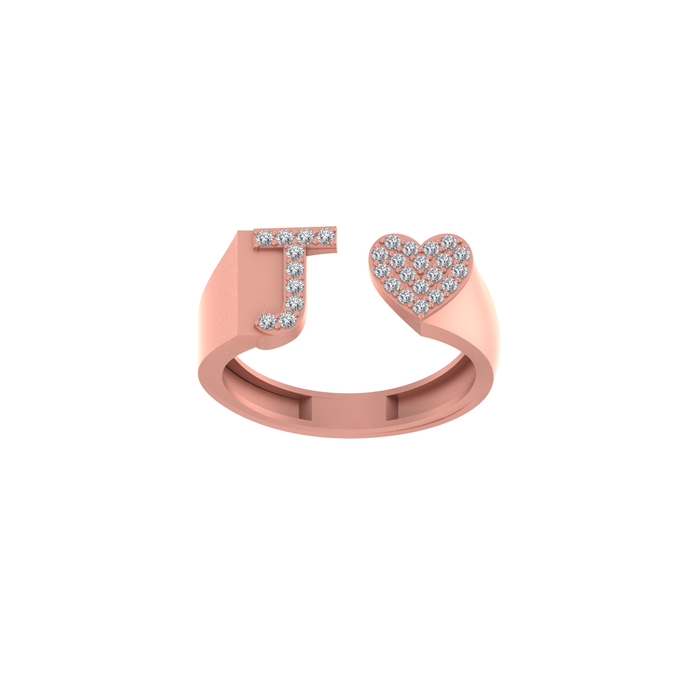 Jewel of Devotion: Heart-Shaped Initial J Ring in 14K Gold and Diamonds