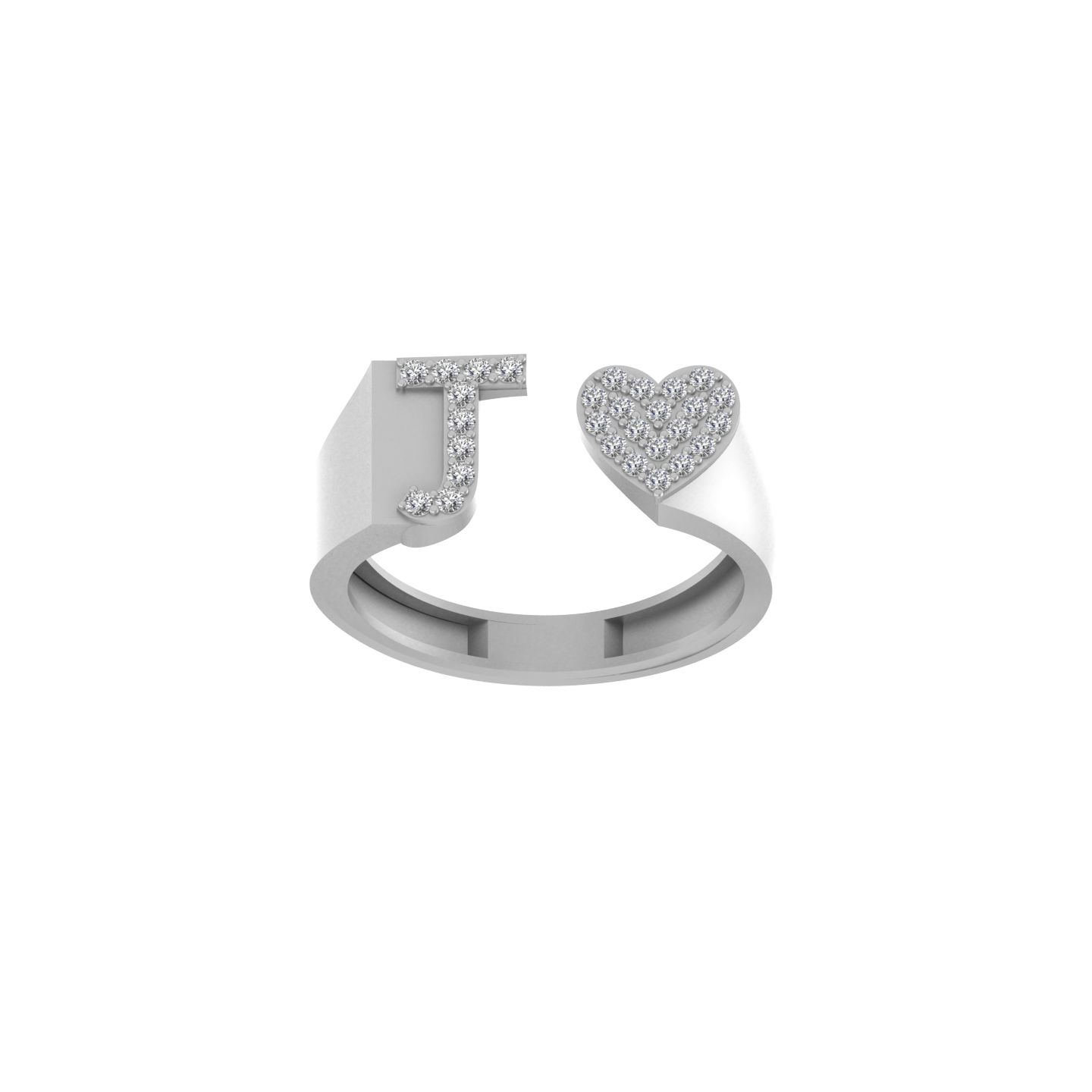 Jewel of Devotion: Heart-Shaped Initial J Ring in 14K Gold and Diamonds