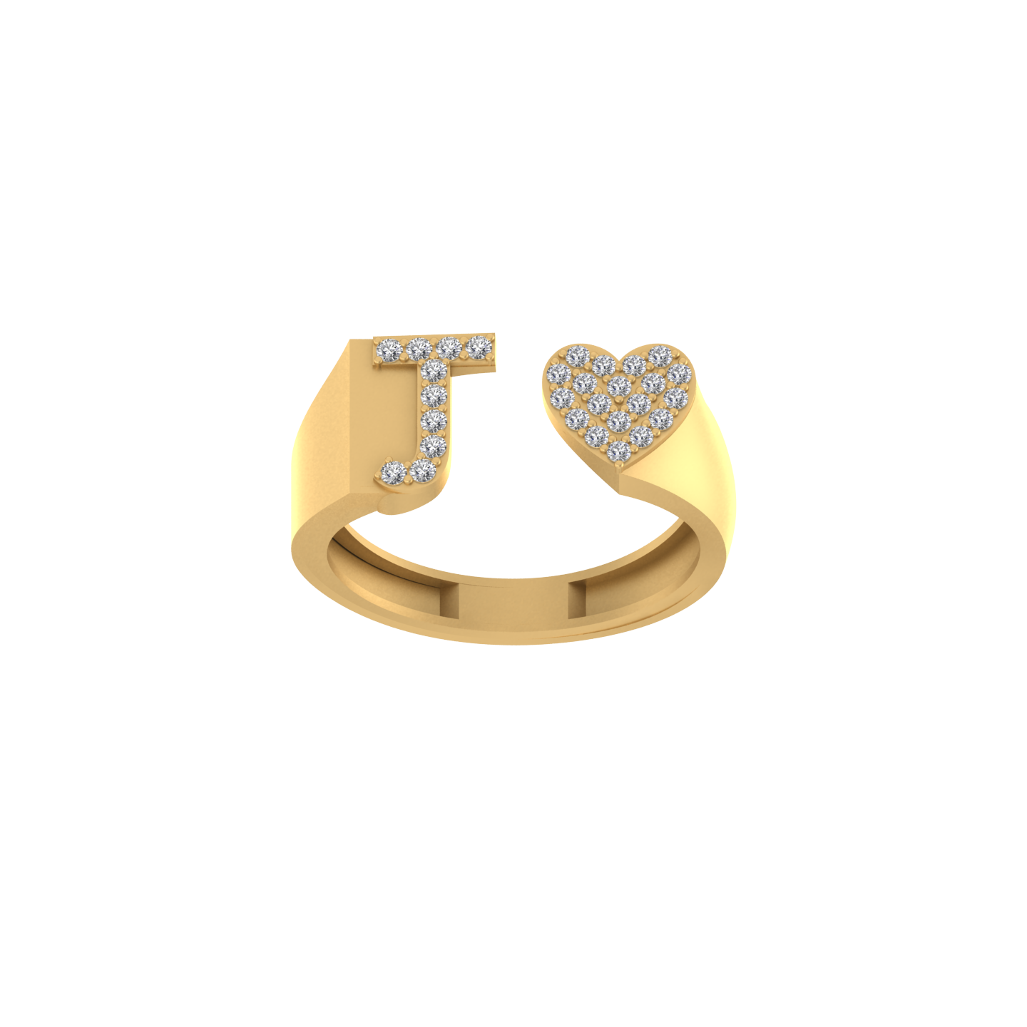 Jewel of Devotion: Heart-Shaped Initial J Ring in 14K Gold and Diamonds