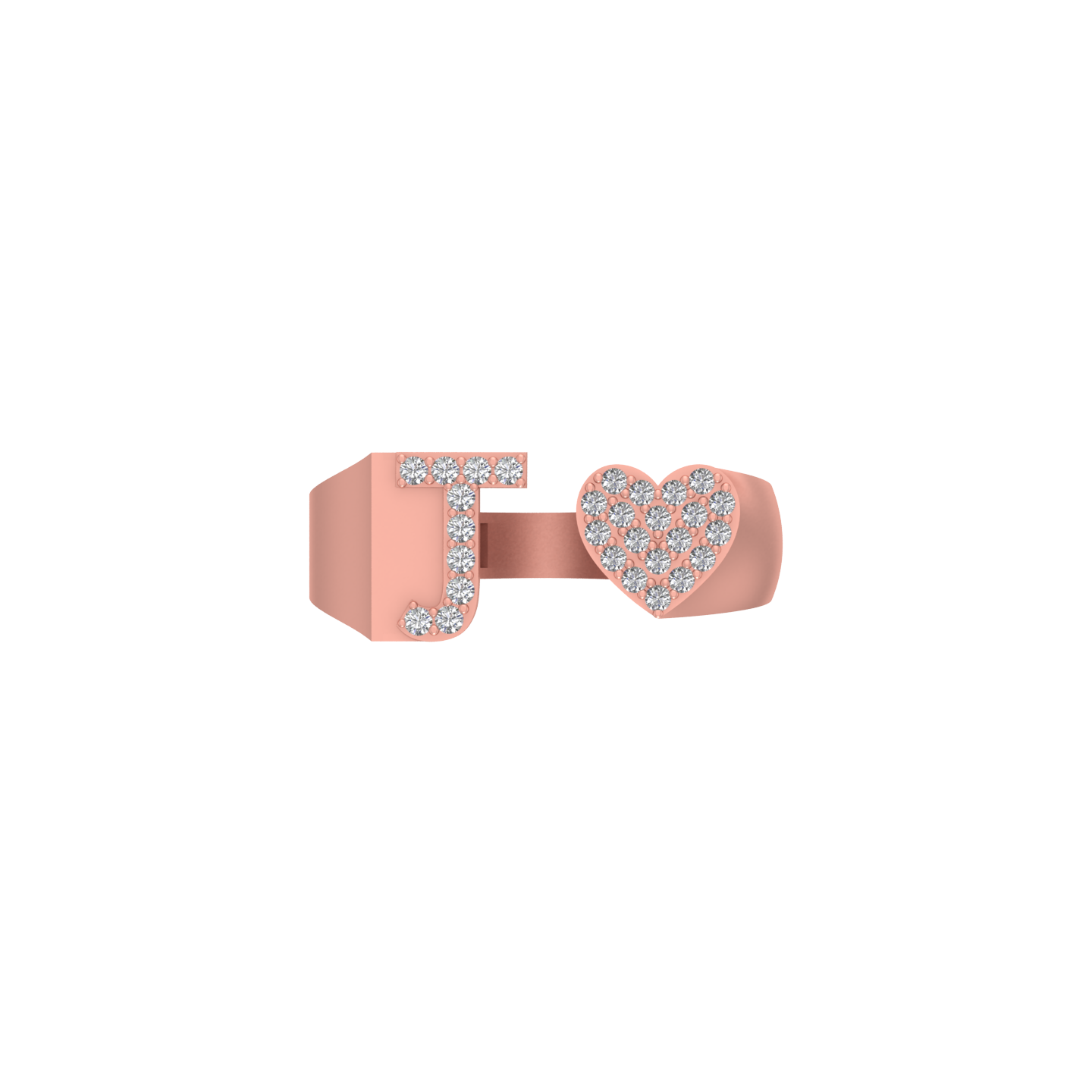 Jewel of Devotion: Heart-Shaped Initial J Ring in 14K Gold and Diamonds