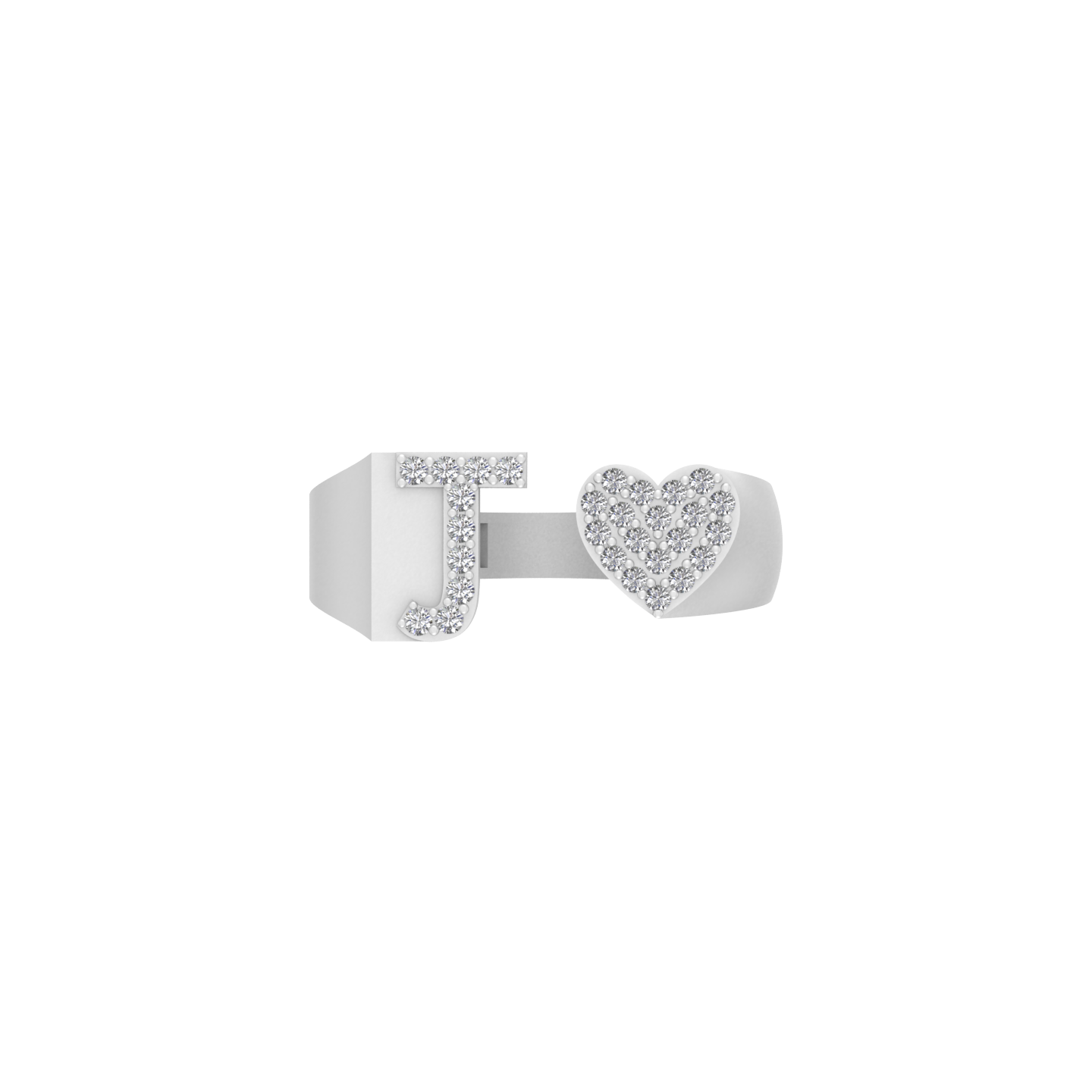 Jewel of Devotion: Heart-Shaped Initial J Ring in 14K Gold and Diamonds
