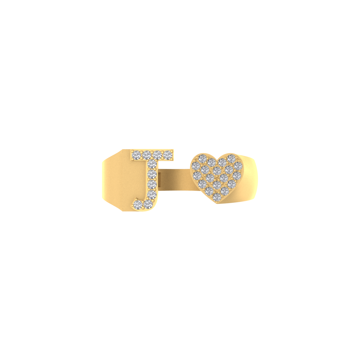 Jewel of Devotion: Heart-Shaped Initial J Ring in 14K Gold and Diamonds