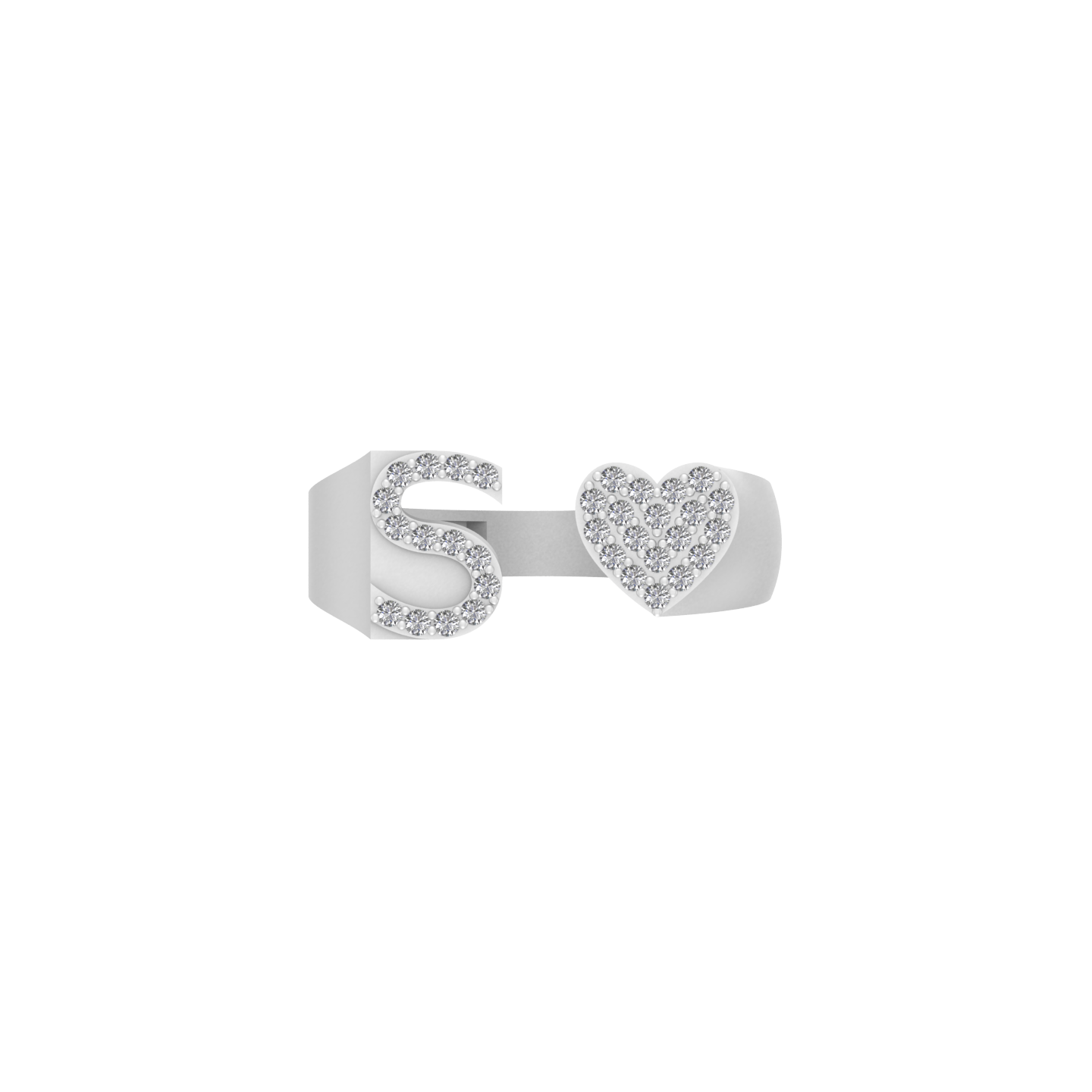 Captivating Love: 14K Gold Heart Initial S Ring Sparkling with Diamonds