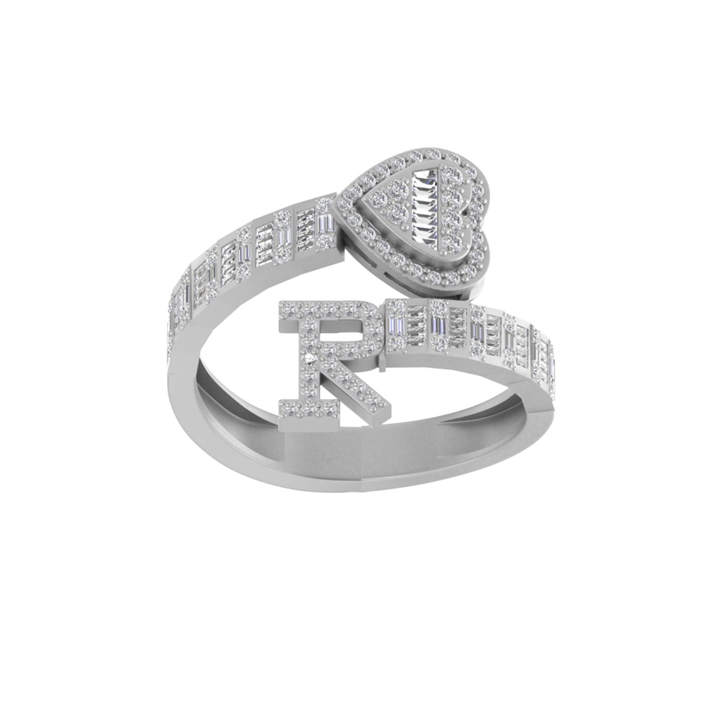 Radiant Love: 14K Gold Heart Initial R Ring