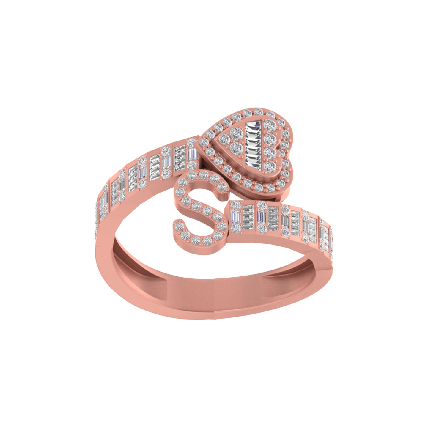 Sweetheart Signature: 14K Gold Initial S Ring with Heart