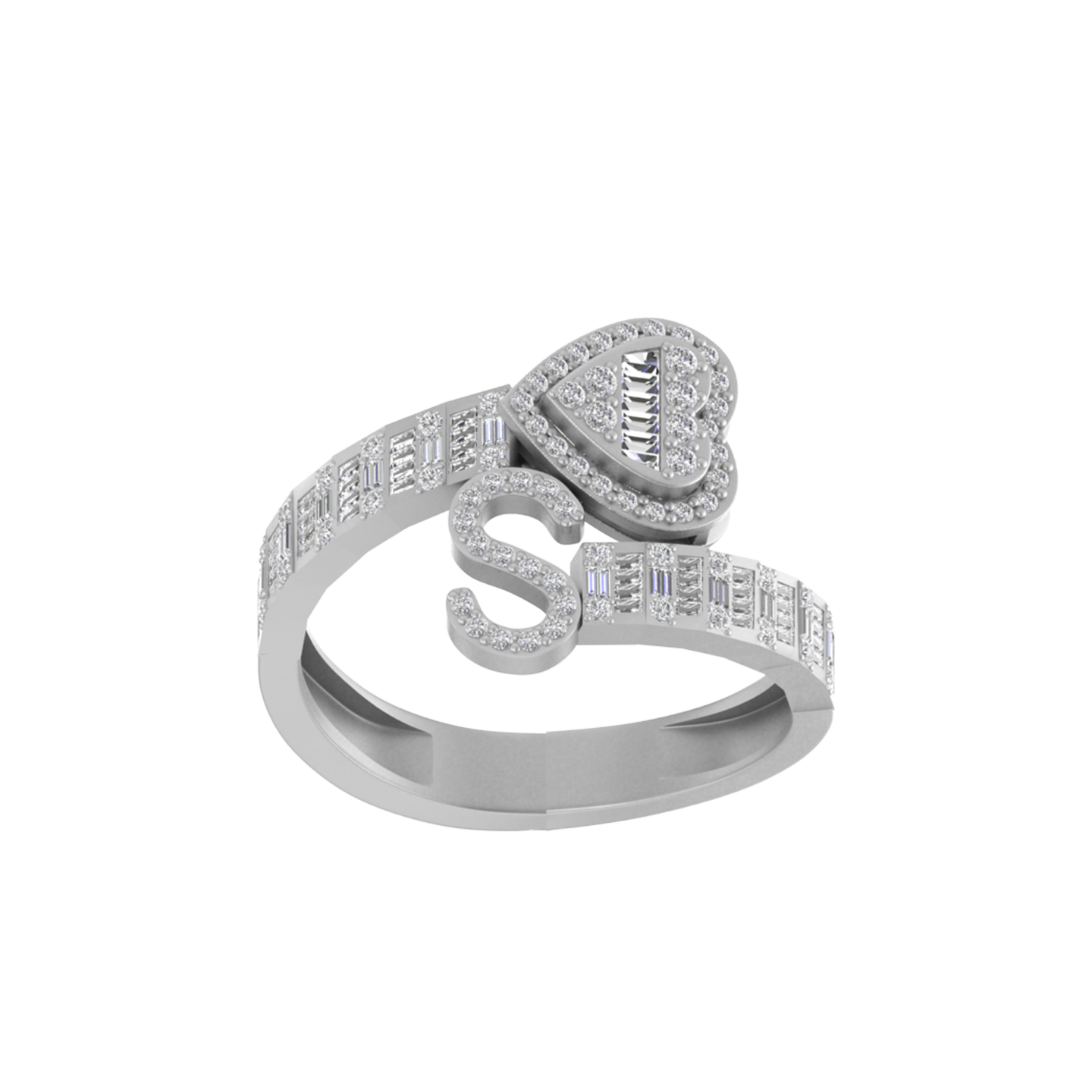 Sweetheart Signature: 14K Gold Initial S Ring with Heart