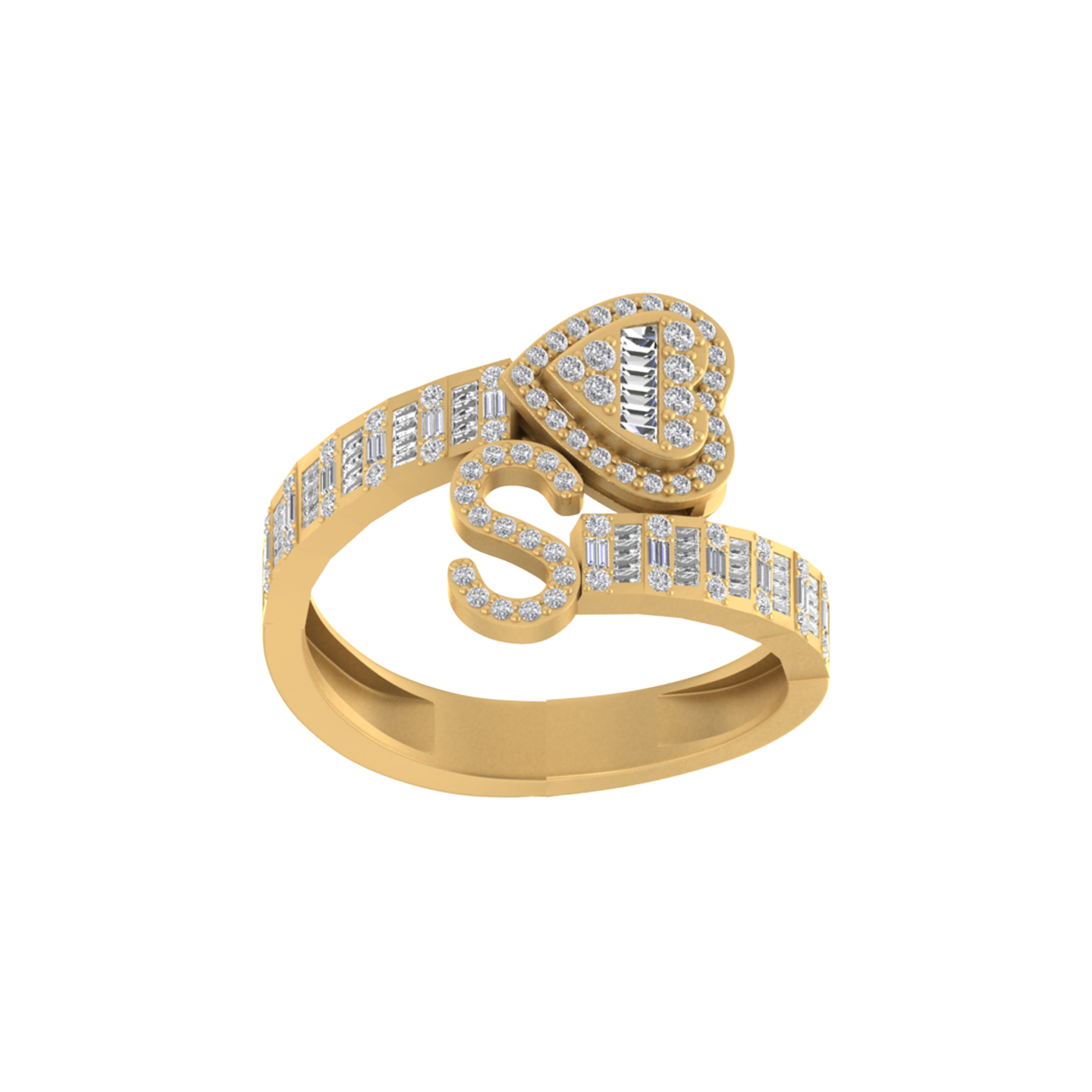 Sweetheart Signature: 14K Gold Initial S Ring with Heart