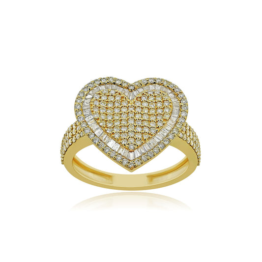 Cherished Charms: Modern 14K Gold Heart Fashion Ring for Timeless Beauty